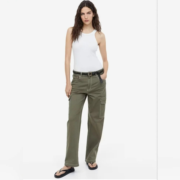 Olive Green Cargo Pants 14 Grunge Punk Skater - Picture 3 of 11